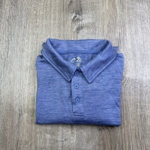 Merino Tech 100% Merino Wool Short Sleeve Polo Shirt Blue Men's Size L Large